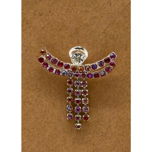 Vintage Avon NR Reds/Purples Rhinestone Angel Pin